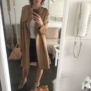 Suede-like camel coat